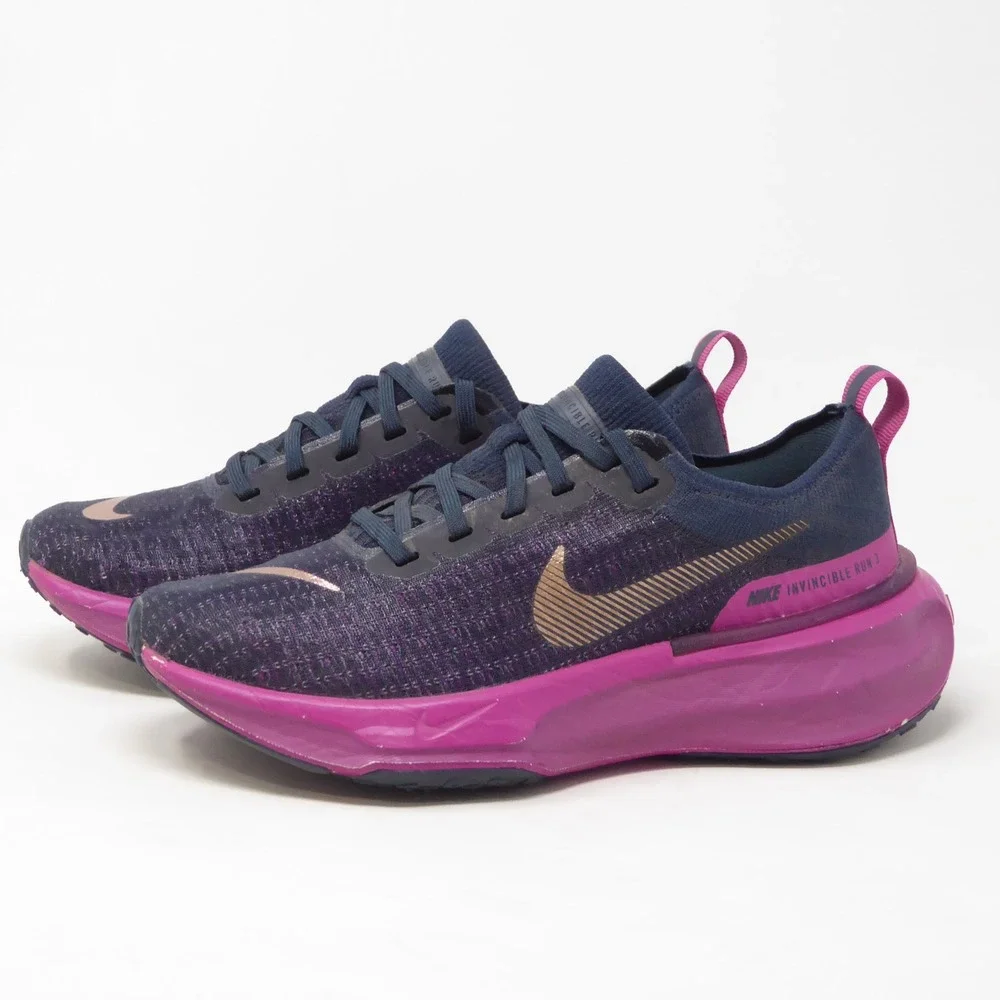 Nike Womens ZoomX Invincible Run 3 Flyknit Navy Purple DR2660-401 Size 6.5
